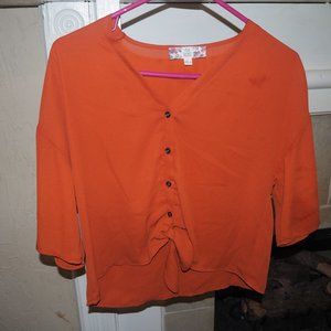 Pink rose burnt orange crop top